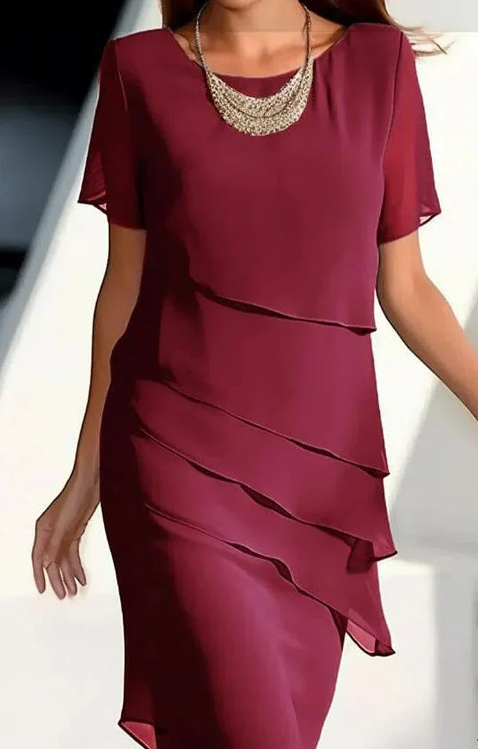 CD | Rochie midi din sifon cu straturi