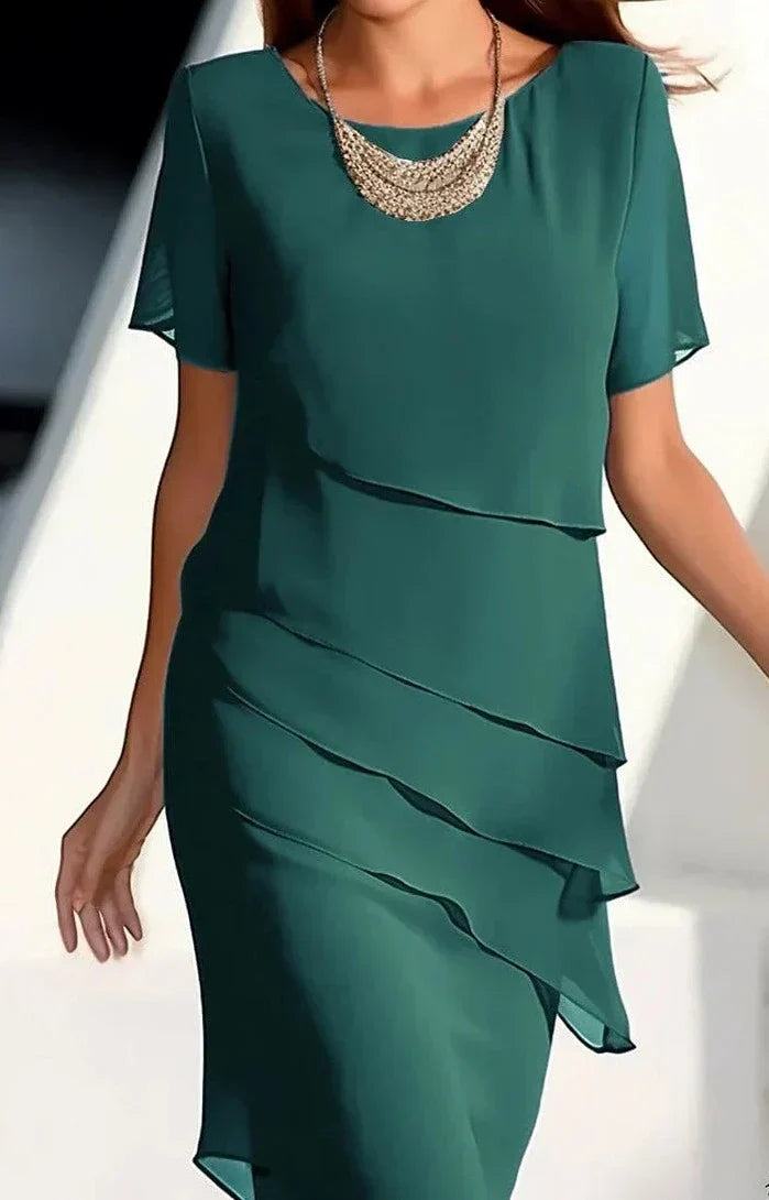 CD | Rochie midi din sifon cu straturi