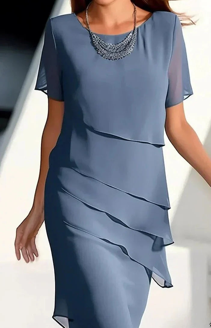 CD | Rochie midi din sifon cu straturi