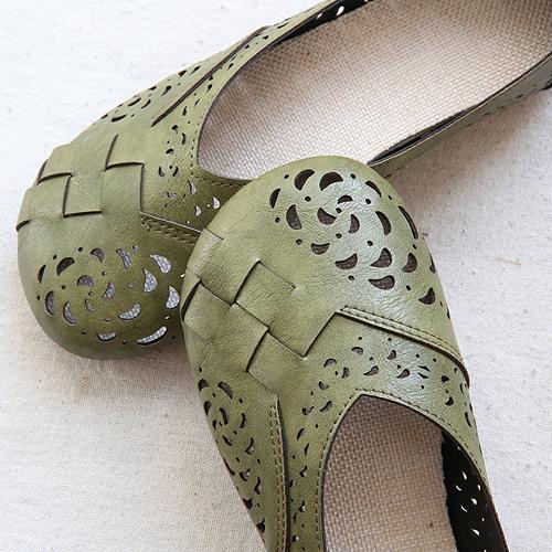 CD | Flats din piele respirabil în stil de epocă