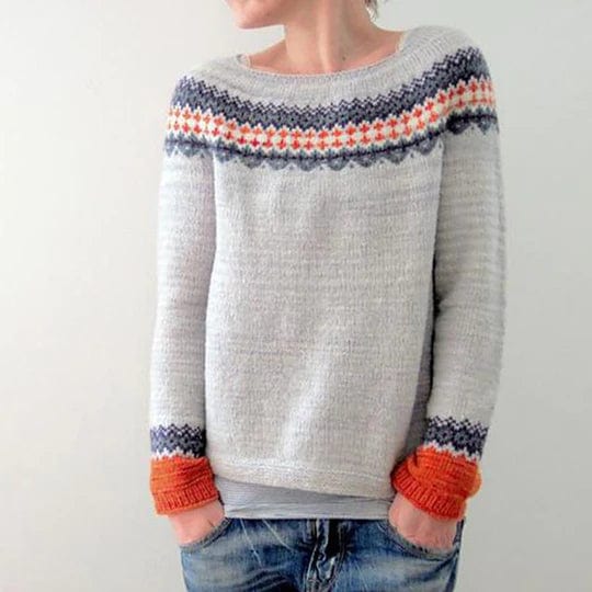 CD | Pulover gri în stil boho