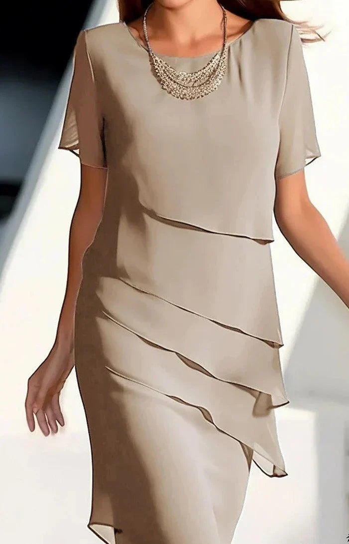 CD | Rochie midi din sifon cu straturi