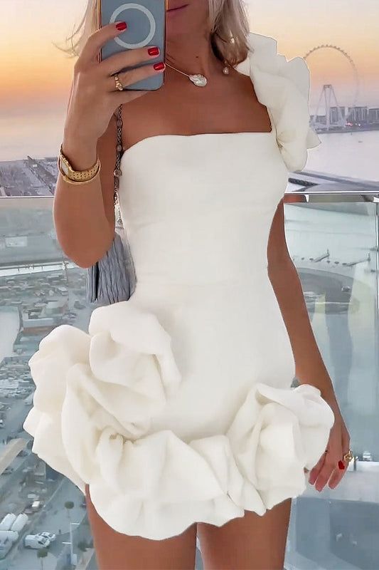 CD | Rochie mini Bustier cu volane sculpturale