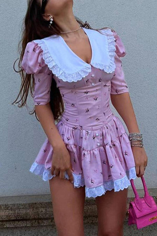 CD | Mini rochie cu guler Claudine în aspect retro