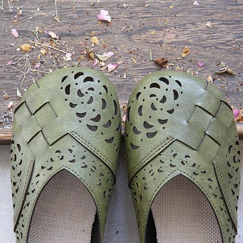 CD | Flats din piele respirabil în stil de epocă