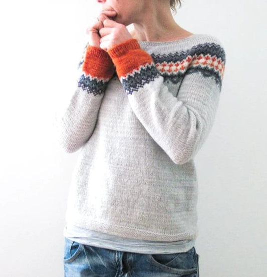 CD | Pulover gri în stil boho